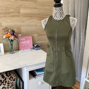 Olive Green Abercrombie Zip Up Utility Dress